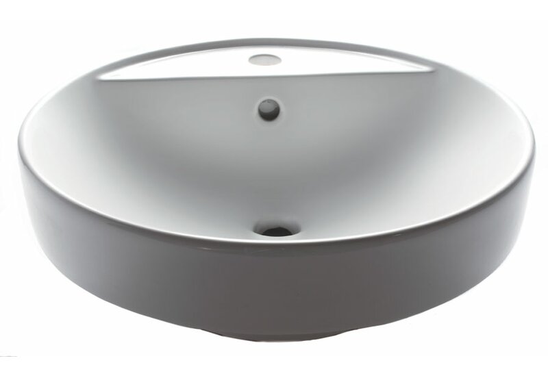 ceramic circular vessel bathroom sink with overflow